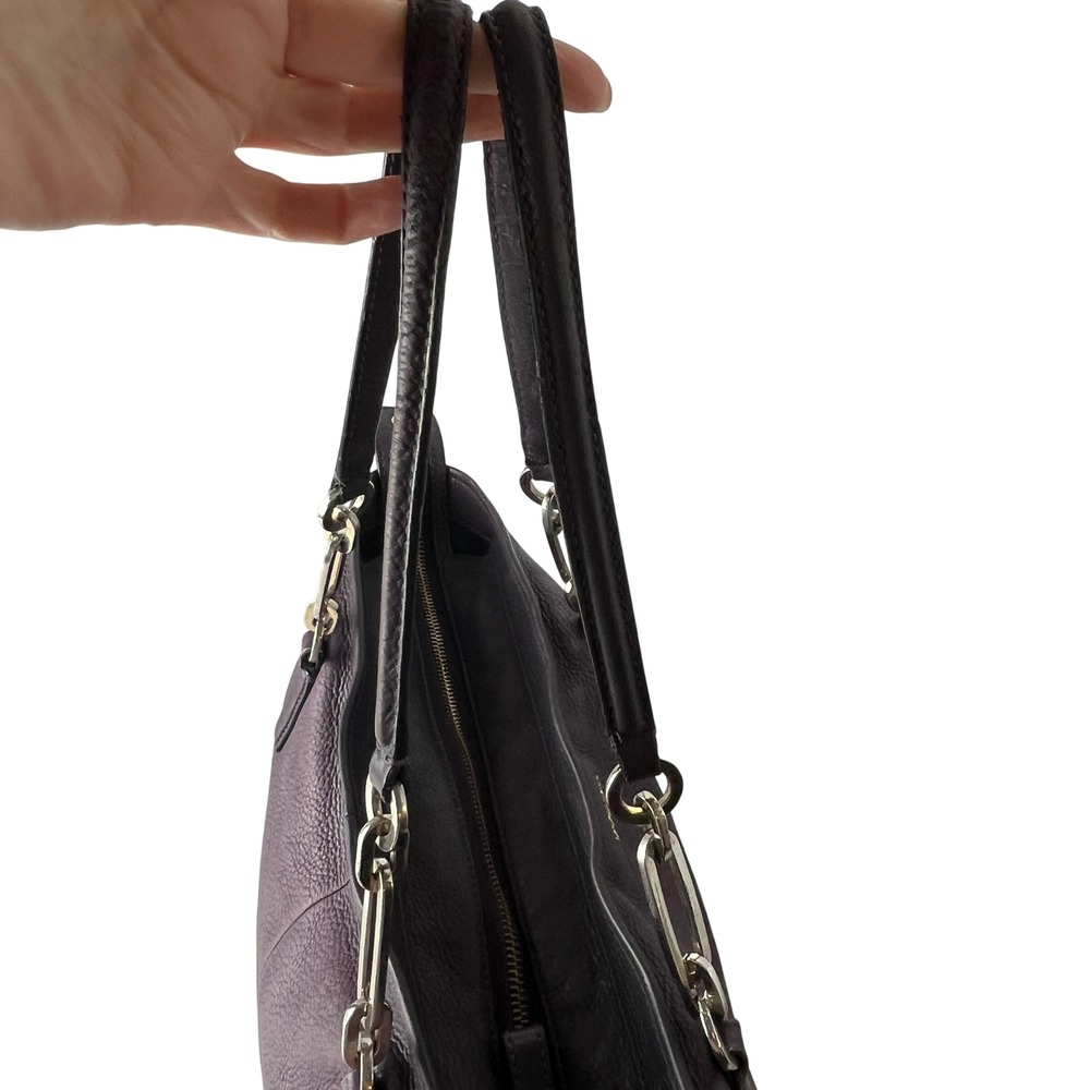 Coach Madison Phoebe Tote Pebbled Leather Plum Shoulder Bag Slouchy Zip Top - Picture 5 of 15